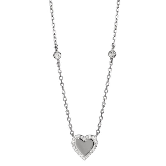 Collier Argent Zircone Rhodié Coeur 40-45 cm