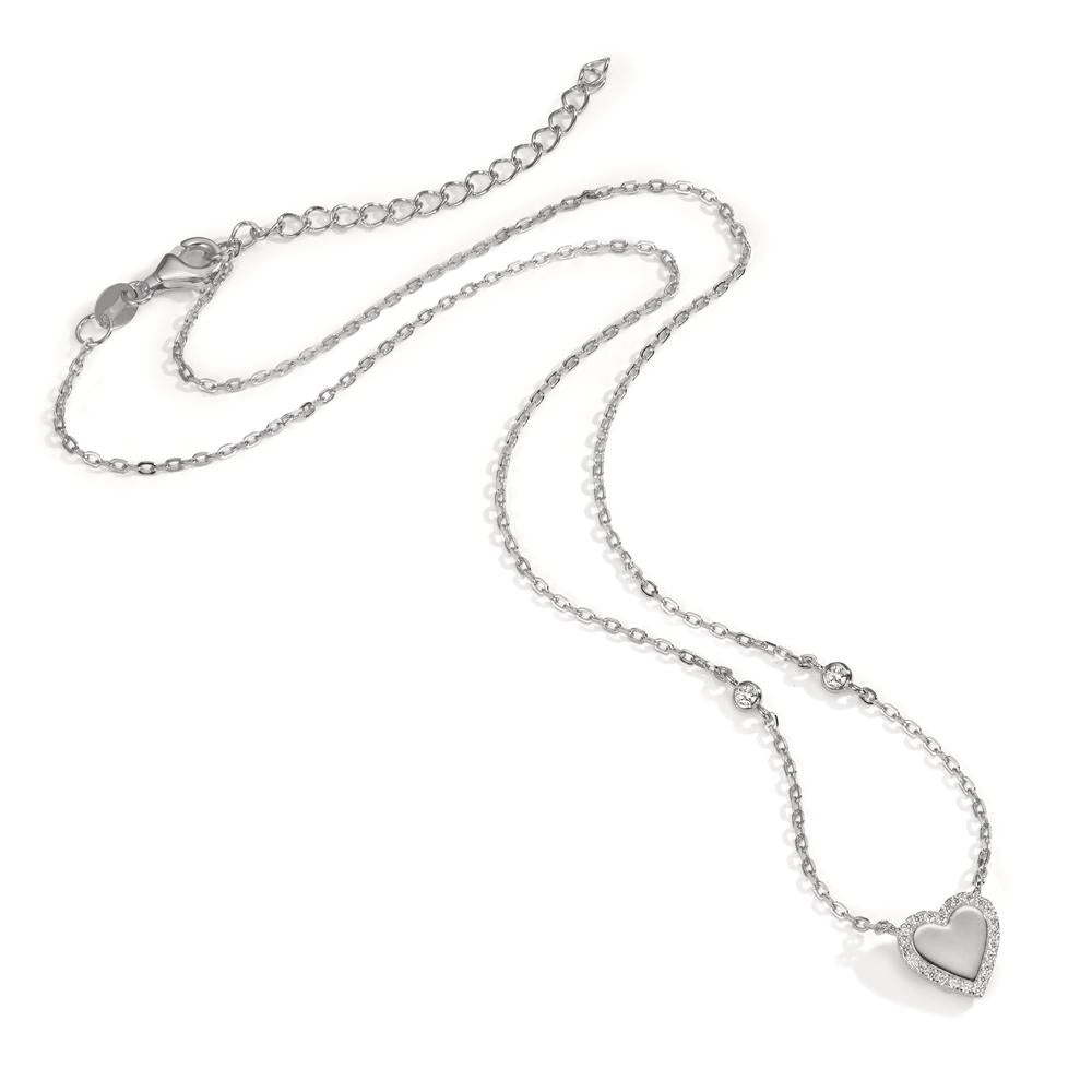 Collana Argento Zirconia rodiato Cuore 40-45 cm