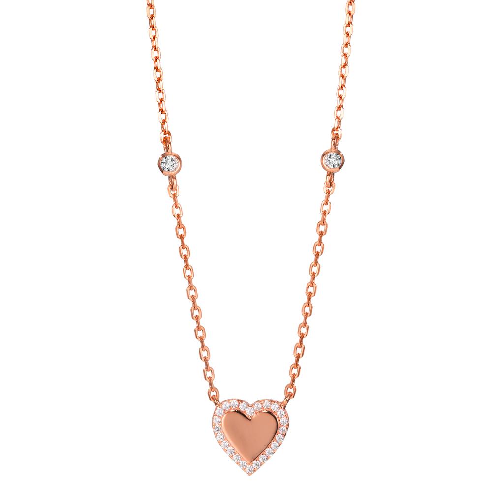 Collier Argent Zircone rosé Plaqué or Coeur 40-45 cm