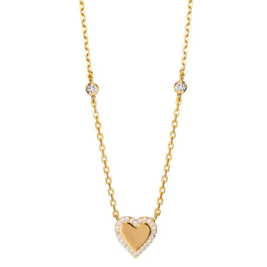 Collier Argent Zircone jaune Plaqué or Coeur 40-45 cm