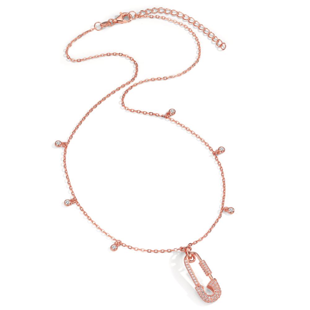 Collier Silber Zirkonia rosé vergoldet Sicherheitsnadel verstellbar