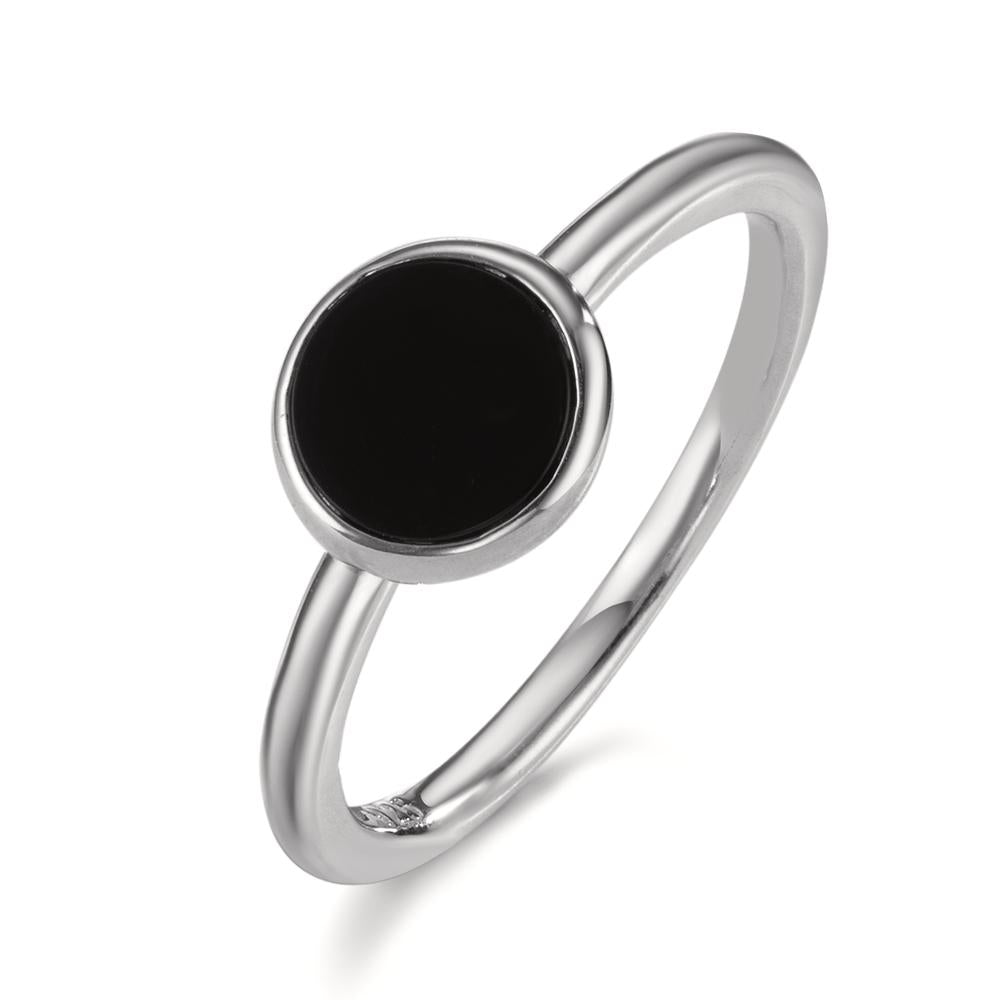 Fingerring Silber Onyx rhodiniert Ø7.5 mm