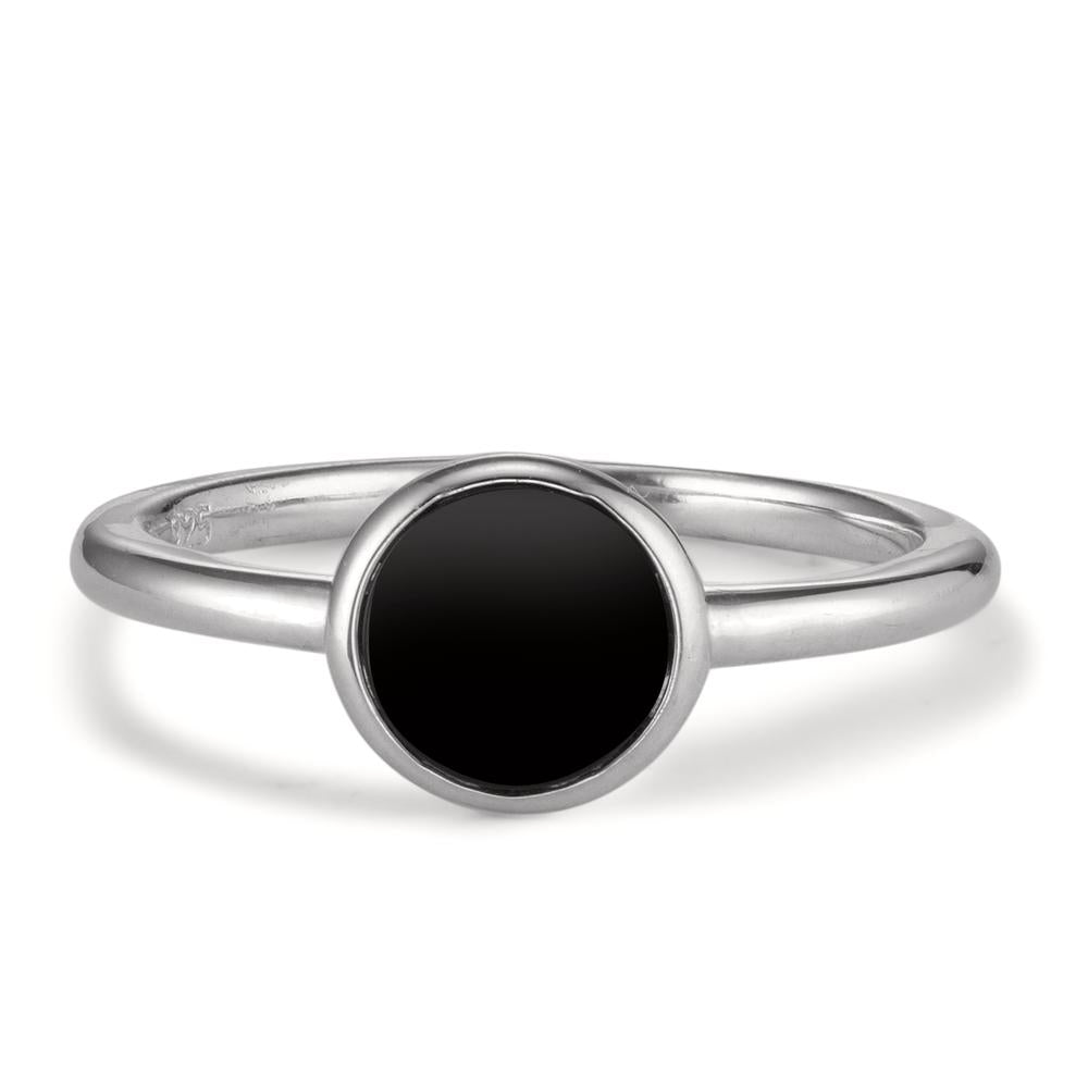 Bague Argent Onyx Rhodié Ø7.5 mm