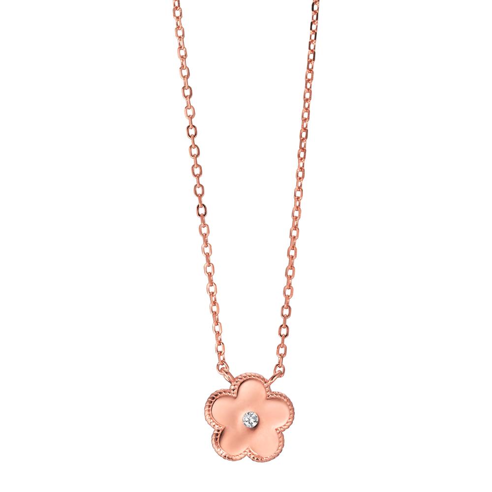 Collier Argent Zircone rosé Plaqué or Fleur 40-45 cm