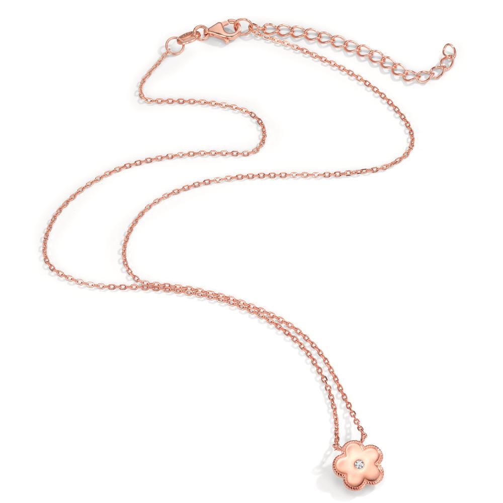 Collier Argent Zircone rosé Plaqué or Fleur 40-45 cm