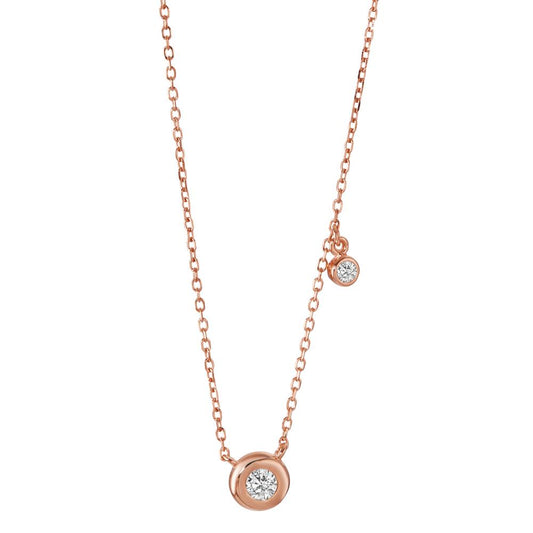 Collier Silber Zirkonia 2 Steine rosé vergoldet verstellbar