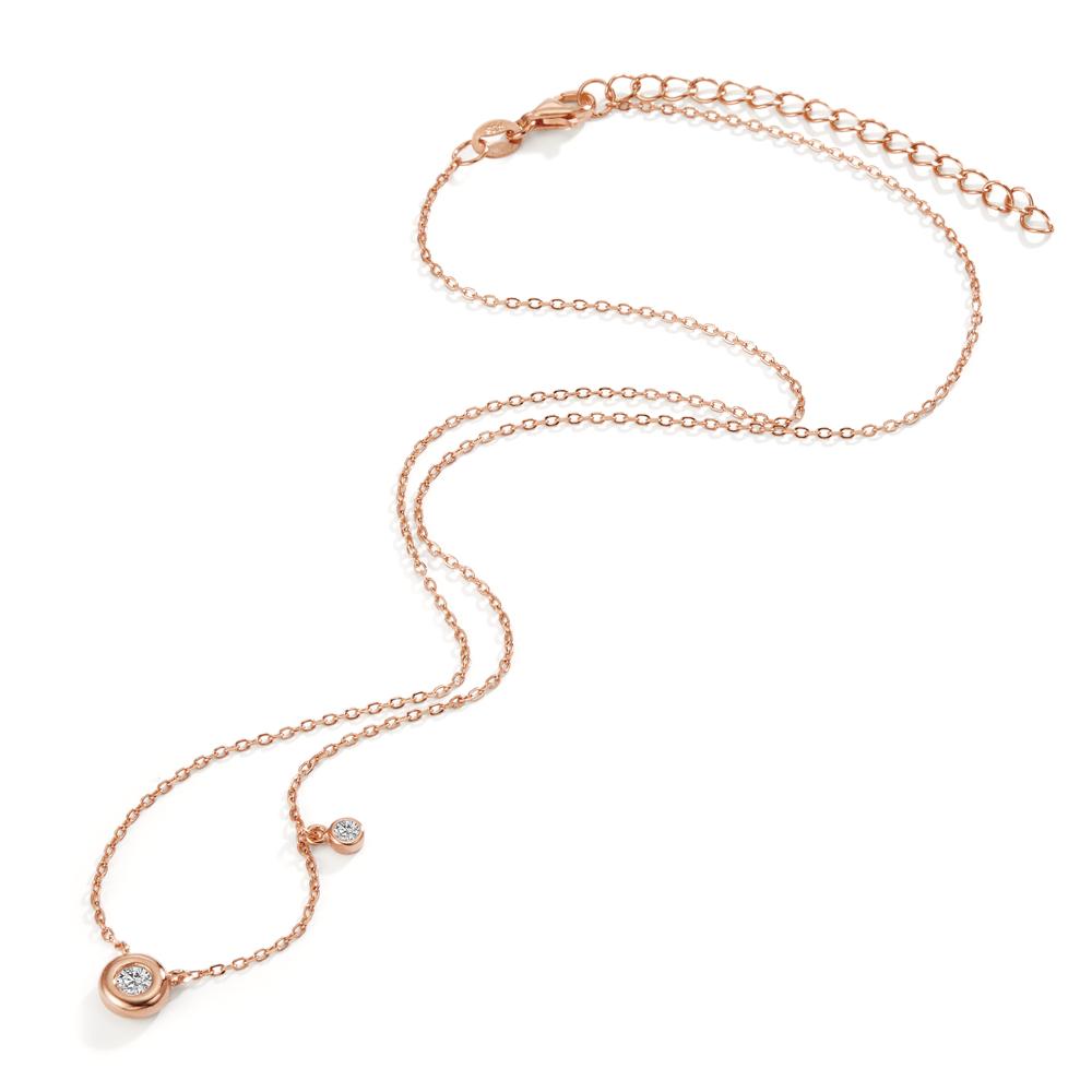 Collana Argento Zirconia 2 pietra rosa dorato 40-45 cm