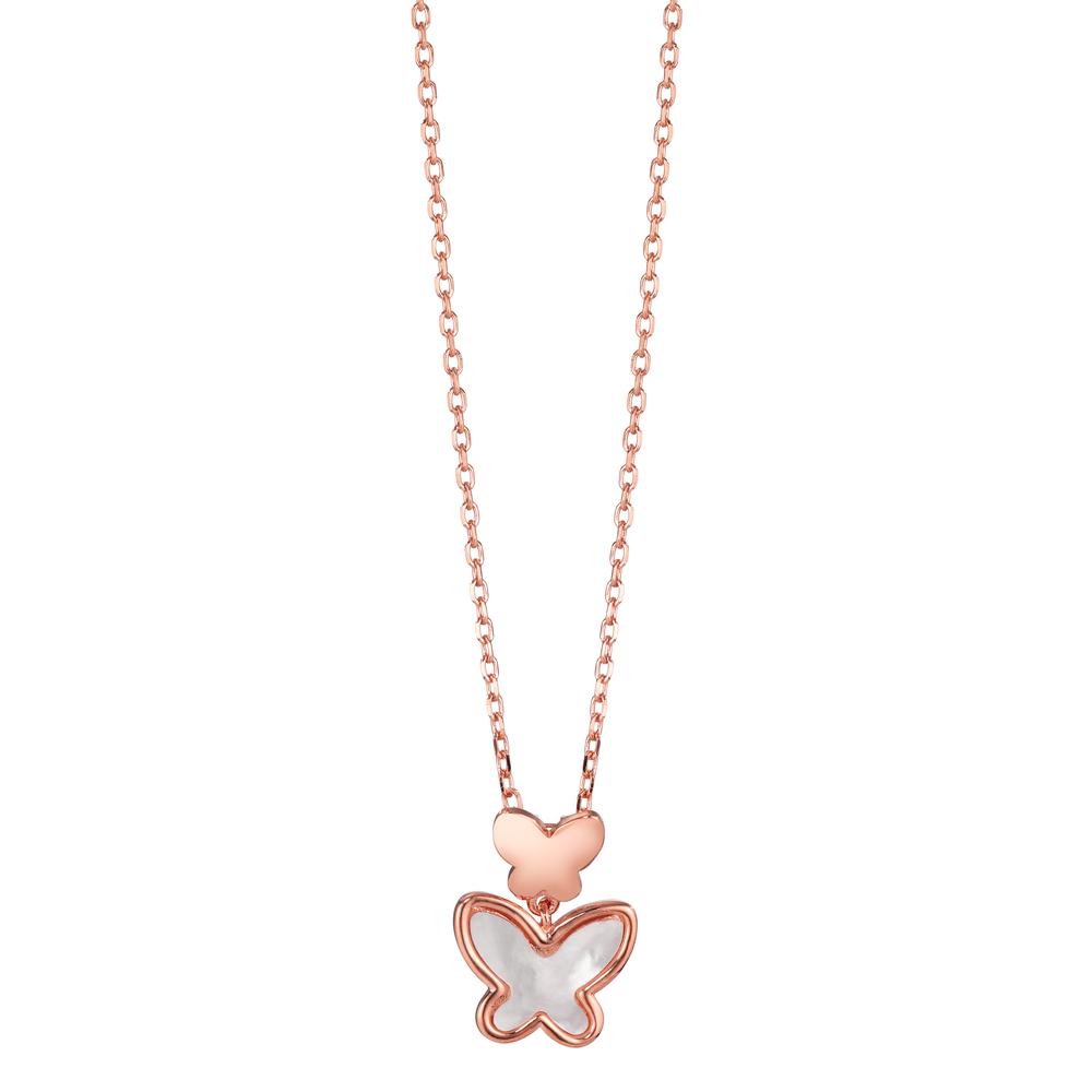 Collier Argent rosé Plaqué or nacre Papillon 40-44 cm