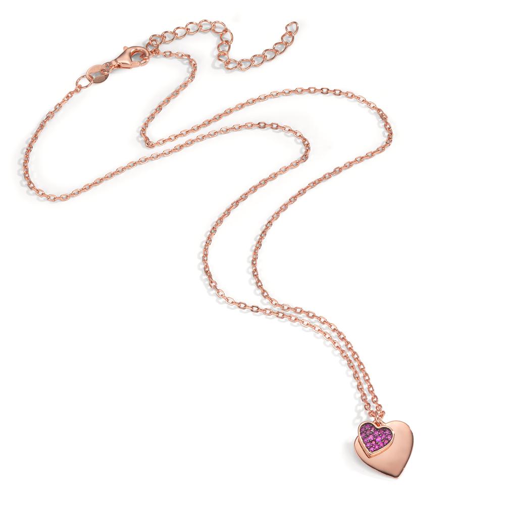 Collier Argent Zircone rose rosé Plaqué or Coeur 40-45 cm