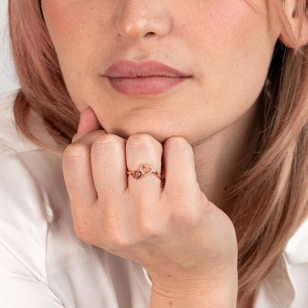 Fingerring Silber Zirkonia rosé vergoldet Herz