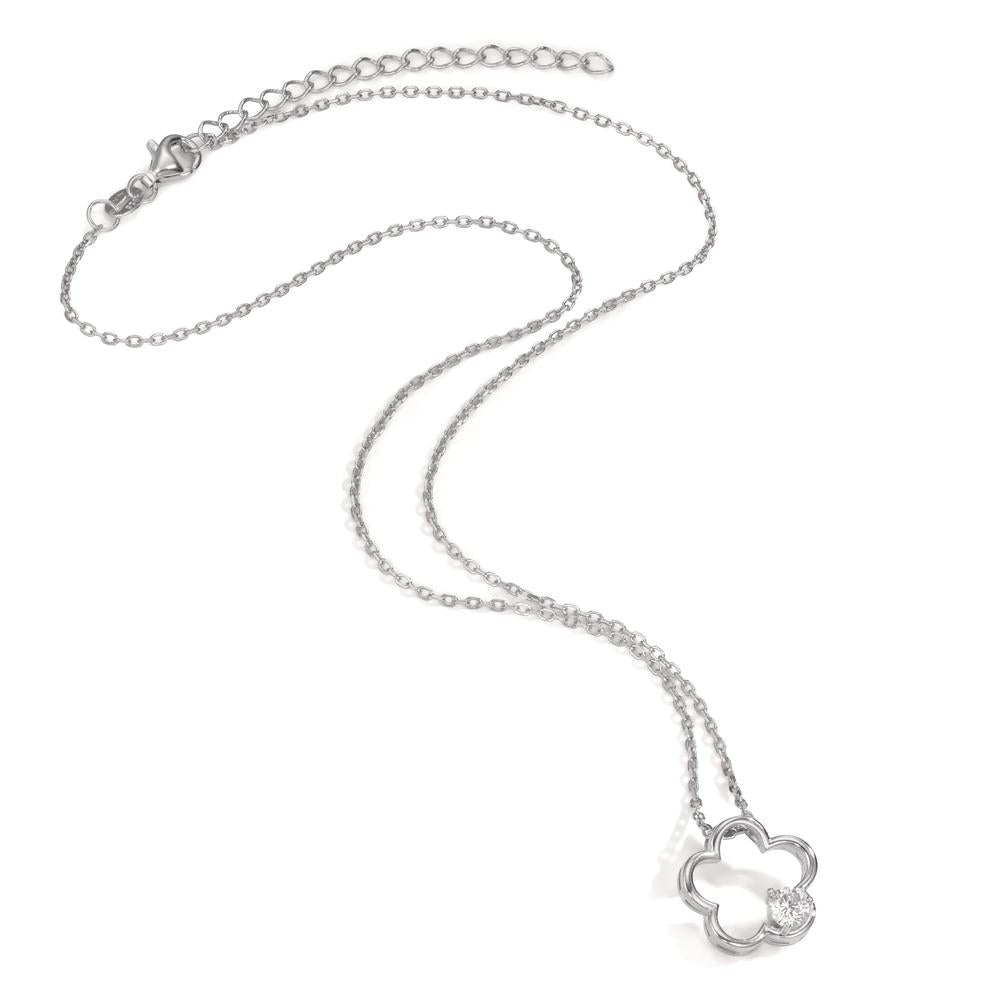 Collana Argento Zirconia rodiato Fiore 40-45 cm Ø14 mm