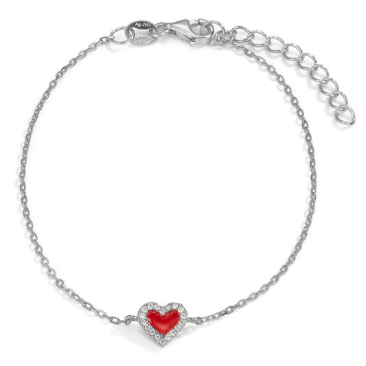 Bracciale Argento Zirconia rodiato Cuore 16-19 cm