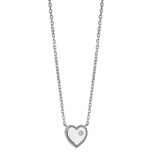 Collana Argento Zirconia rodiato Cuore 40-45 cm Ø10 mm