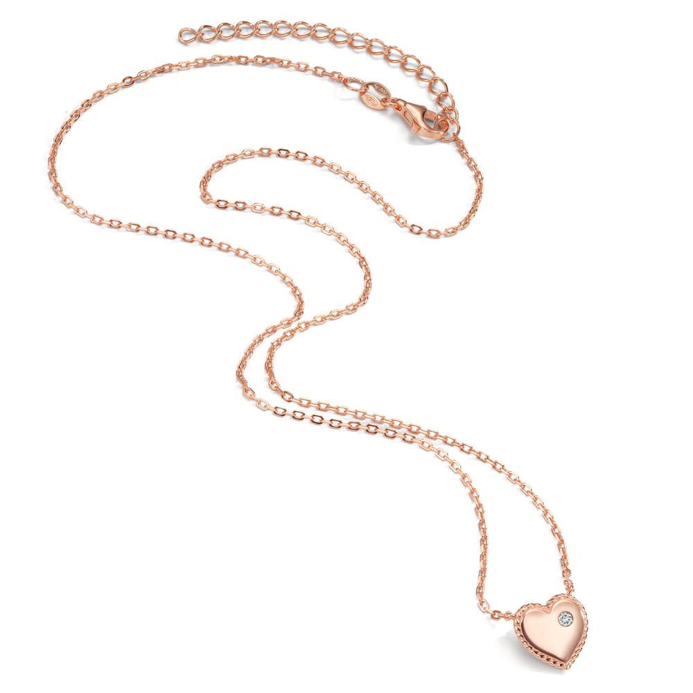 Collana Argento Zirconia rosa dorato Cuore 40-45 cm