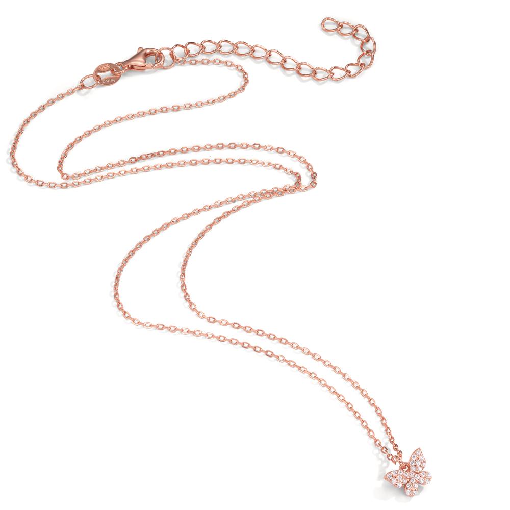 Collana Argento Zirconia rosa dorato Farfalla 40-45 cm Ø7.5 mm