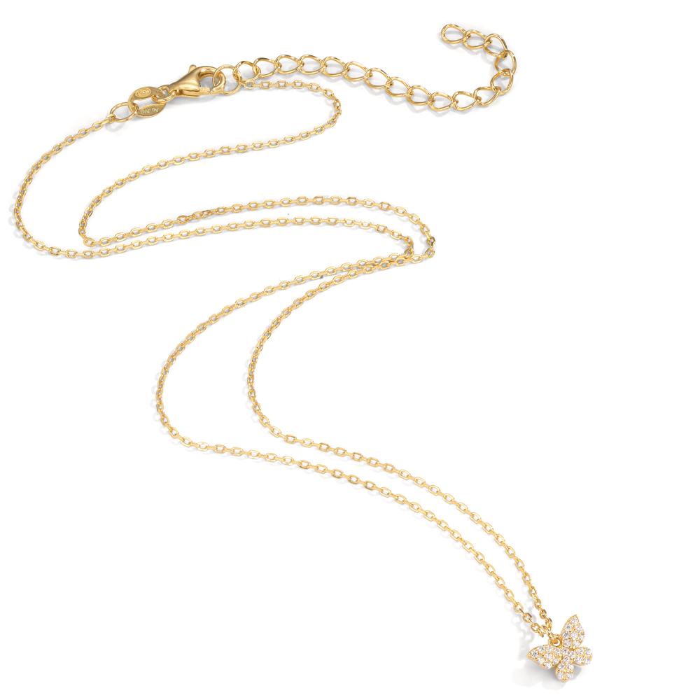 Collana Argento Zirconia giallo dorato Farfalla 40-45 cm Ø7.5 mm