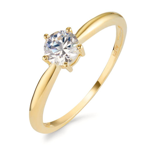 Bague solitaire Or jaune 9K Zircone Ø5.5 mm