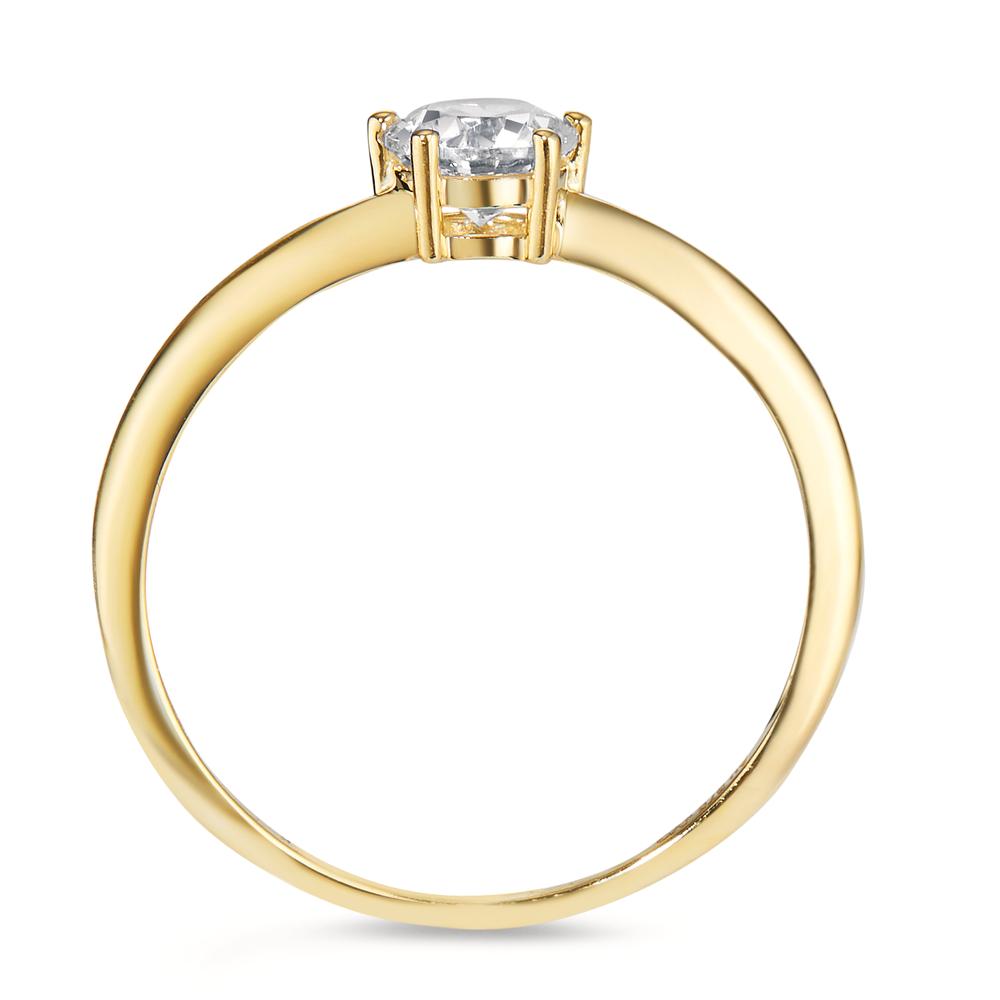 Bague solitaire Or jaune 9K Zircone Ø5.5 mm