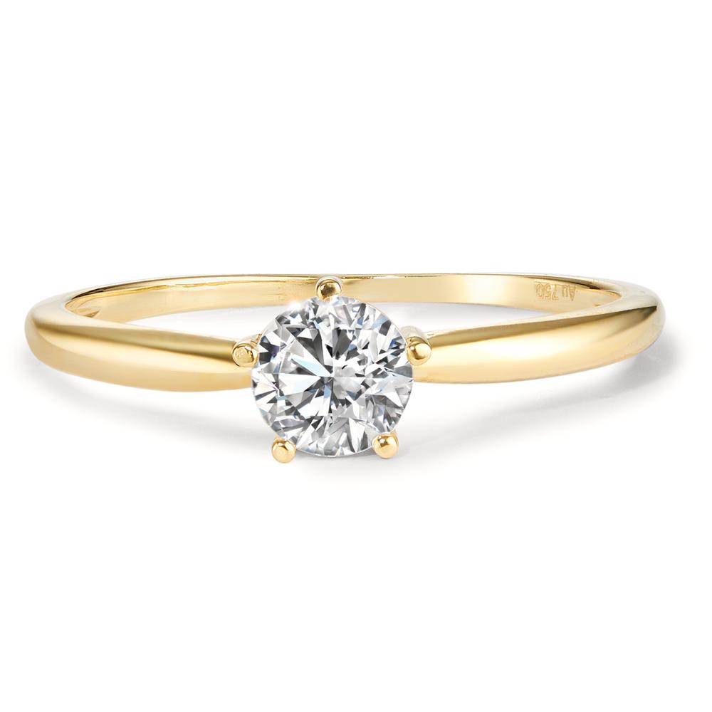 Bague solitaire Or jaune 18K Zircone Ø5.5 mm