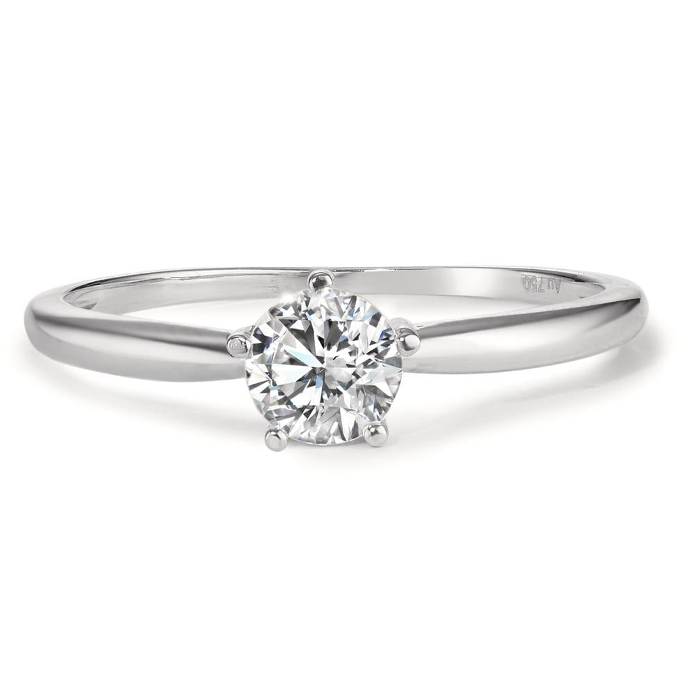 Bague solitaire Or blanc 18K Zircone Ø5.5 mm