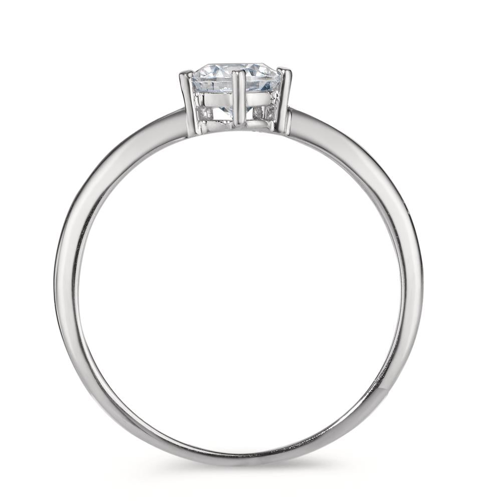 Bague solitaire Or blanc 18K Zircone Ø5.5 mm