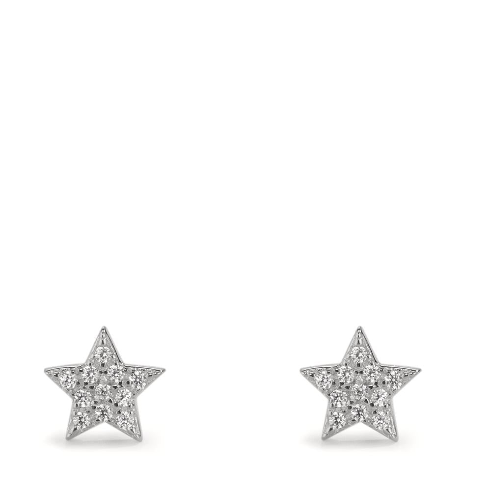 Clous d'oreilles Argent Zircone Rhodié Étoile Ø6 mm