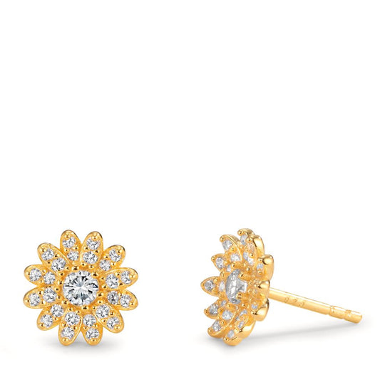 Clous d'oreilles Argent jaune Plaqué or Fleur Ø9 mm