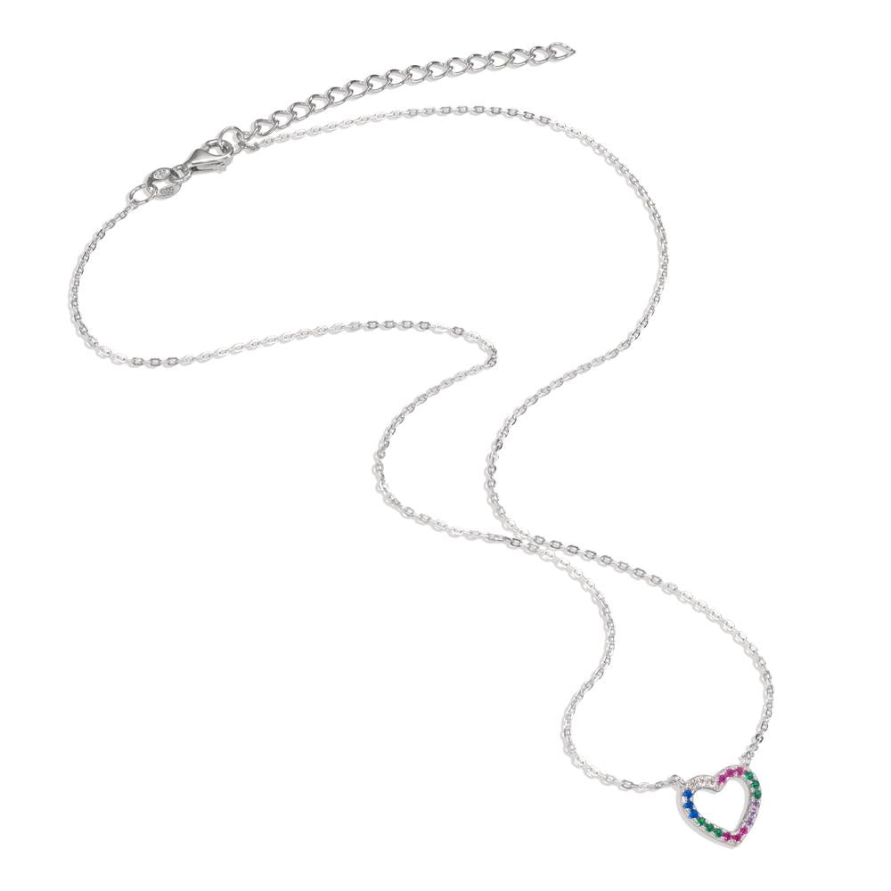 Collana Argento Zirconia colorato rodiato Cuore 40-45 cm Ø10 mm