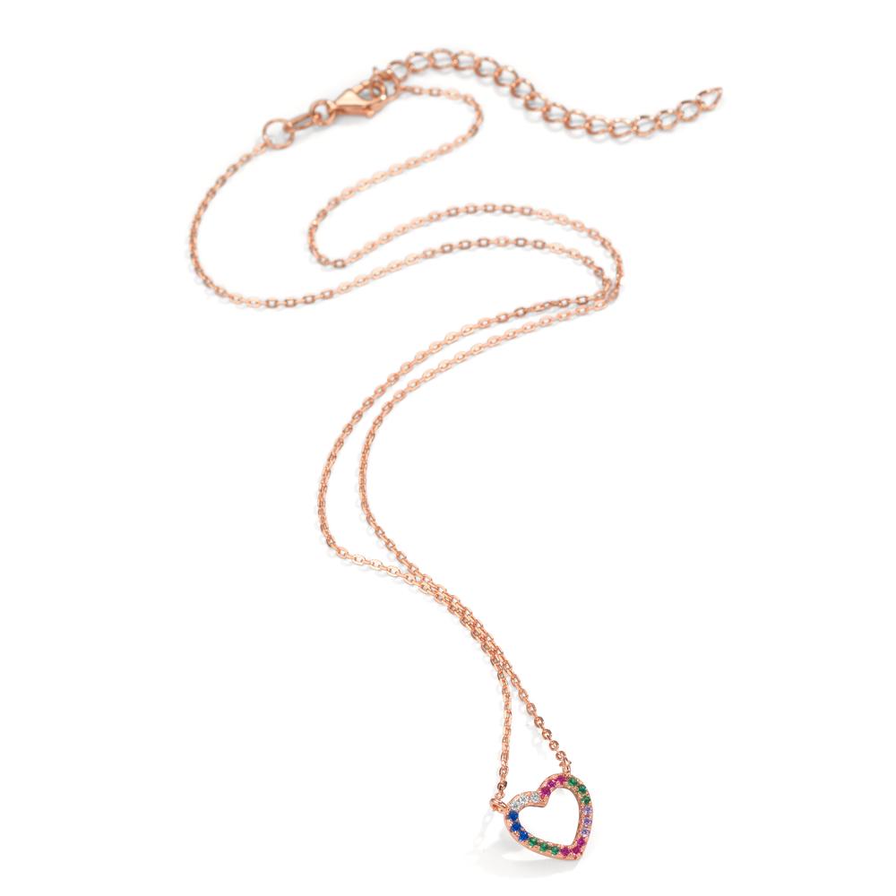 Collana Argento Zirconia colorato rosa dorato Cuore 40-45 cm Ø10 mm