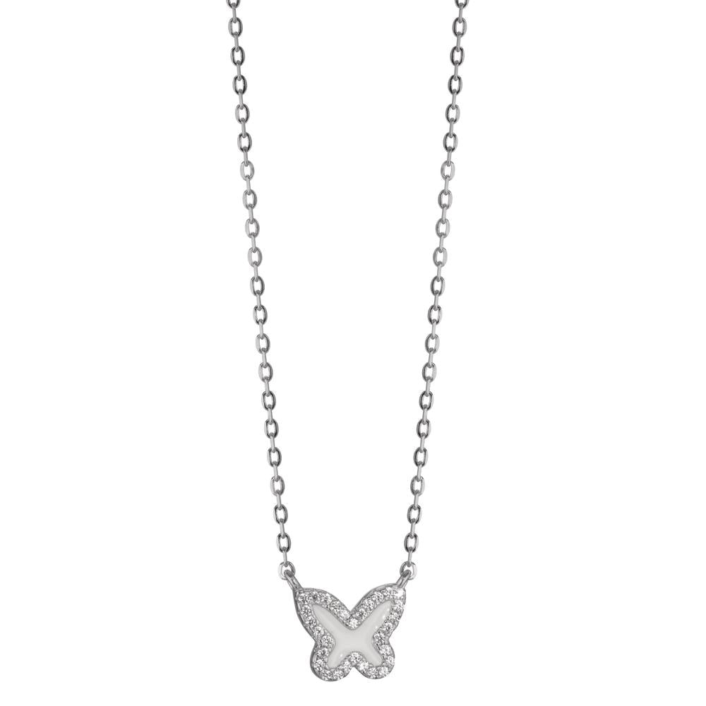 Collier Argent Zircone Rhodié Papillon 40-45 cm Ø9 mm