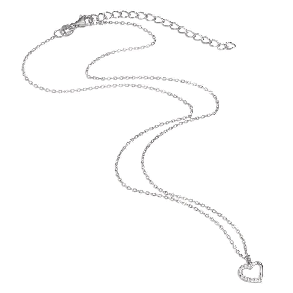 Collana Argento Zirconia 11 pietra rodiato Cuore 40-45 cm Ø8.5 mm