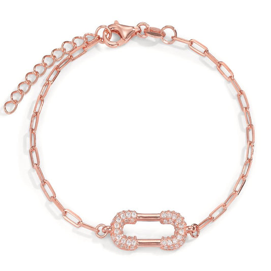 Bracciale Argento Zirconia rosa dorato 16-18.5 cm