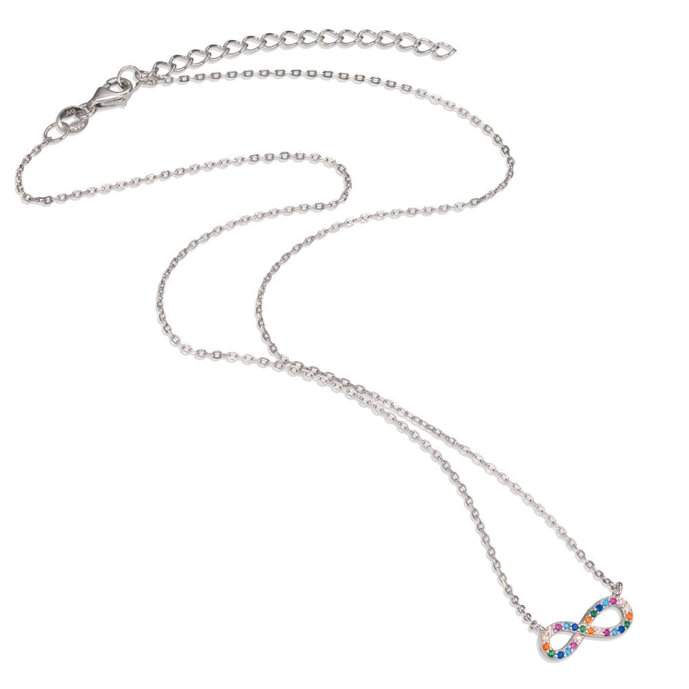 Collier Silber Zirkonia bunt rhodiniert Infinity verstellbar