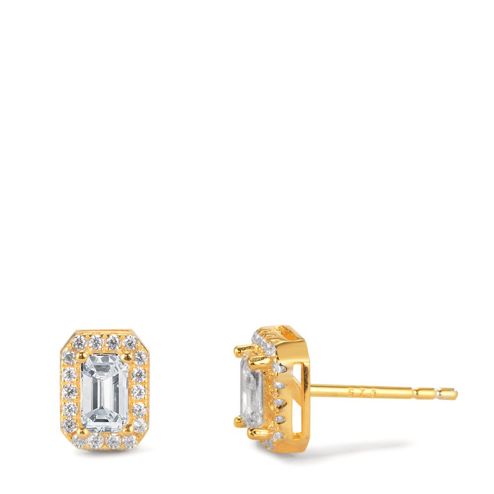 Clous d'oreilles Argent Zircone jaune Plaqué or