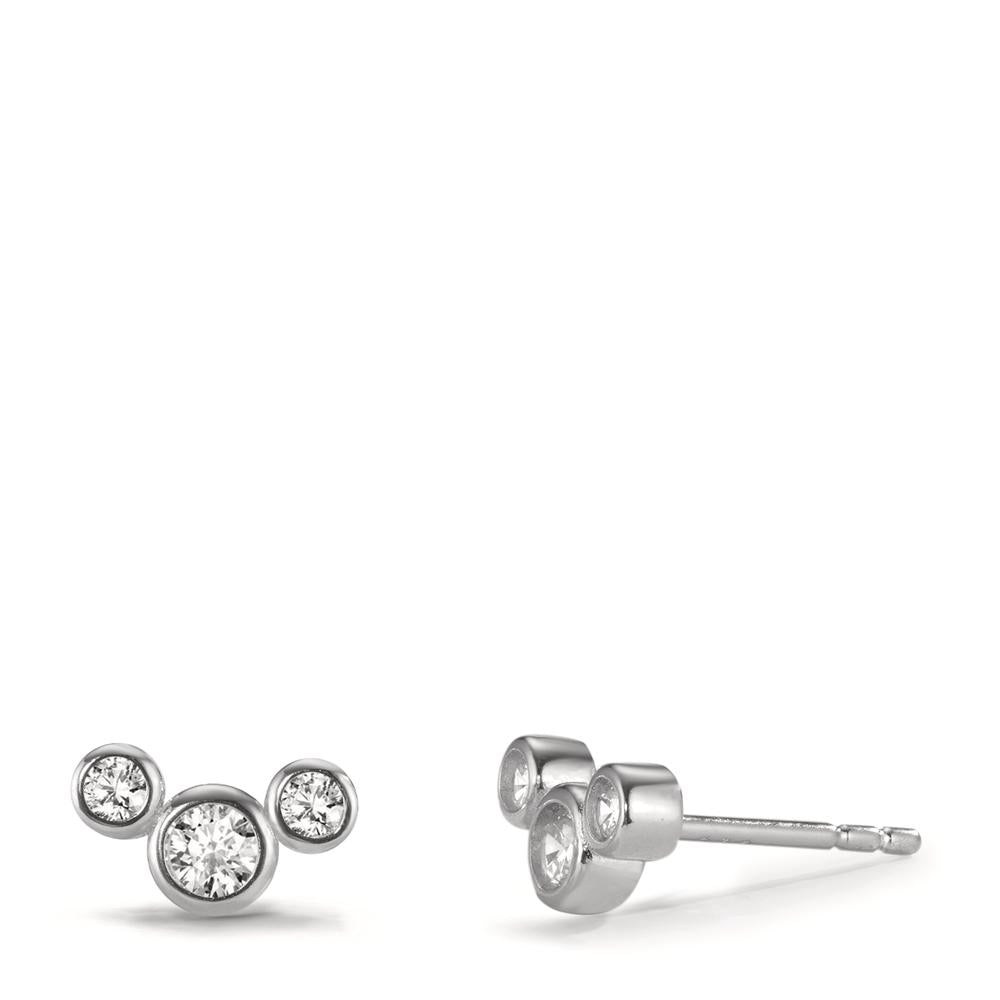 Clous d'oreilles Argent Zircone 6 Pierres Rhodié