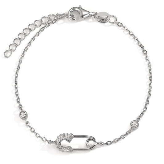 Bracciale Argento Zirconia rodiato PIN di sicurezza 16-19 cm