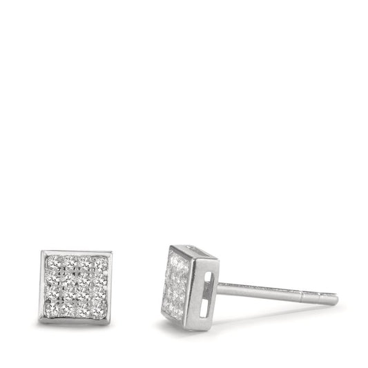 Clous d'oreilles Argent Zircone 32 Pierres Rhodié Ø5 mm