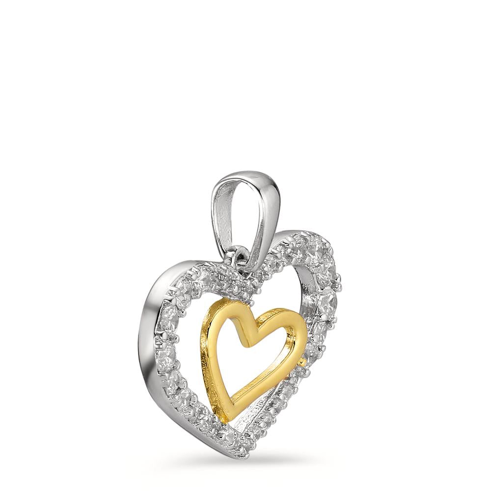 Pendentif Argent Zircone jaune Rhodié Coeur