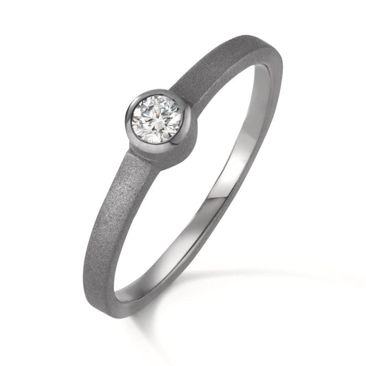 Solitär Ring Tantal Diamant 0.10 ct, w-si