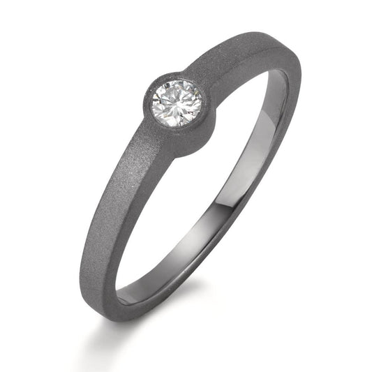 Solitär Ring Tantal Diamant 0.10 ct, w-si