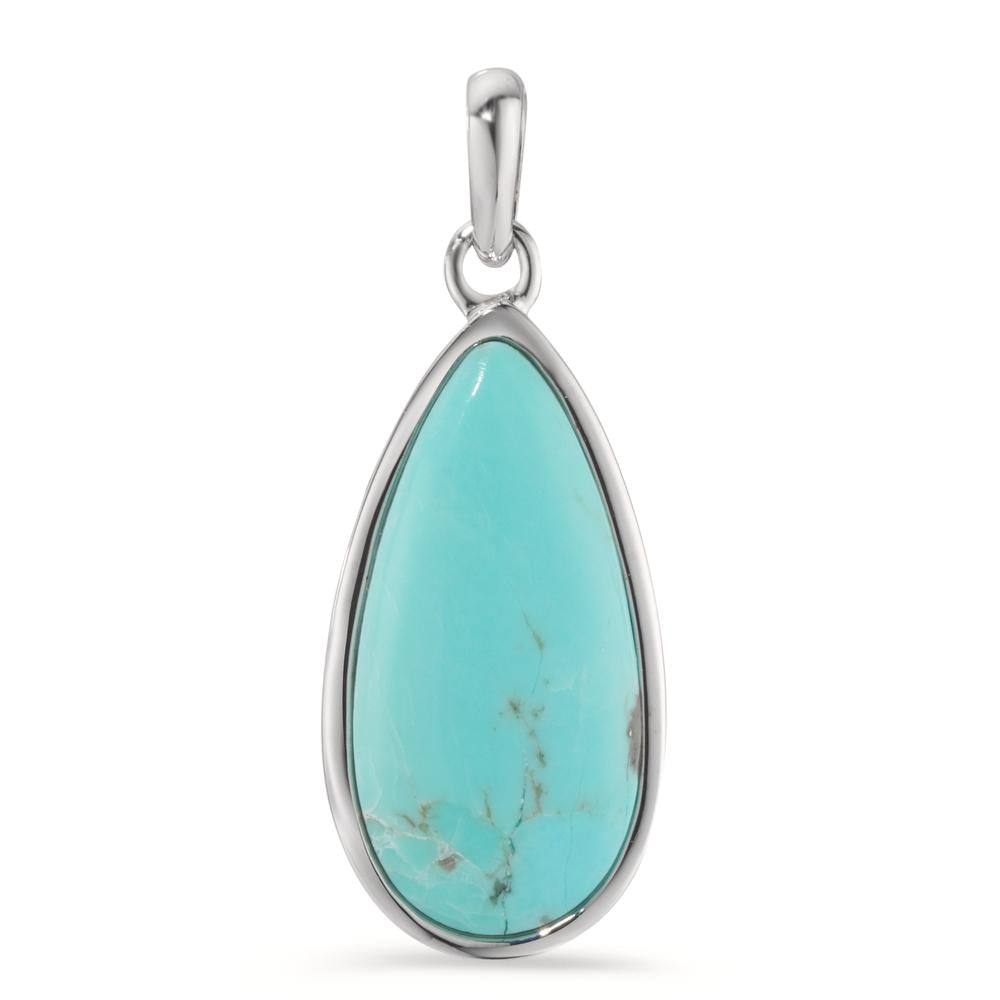 Pendentif Argent Turquoise Rhodié