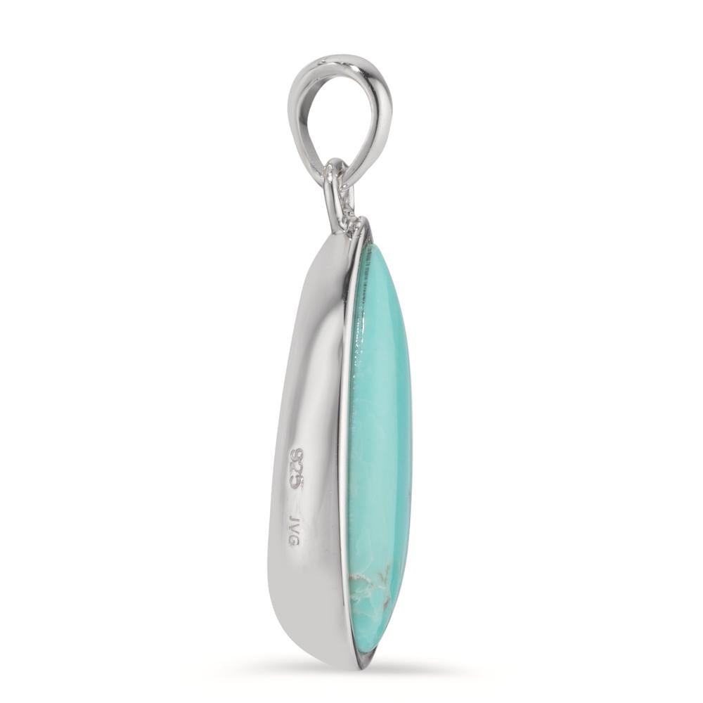 Pendentif Argent Turquoise Rhodié