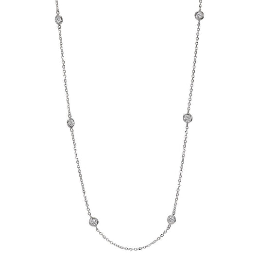 Collier Or blanc 14K Zircone 9 Pierres 42-45 cm