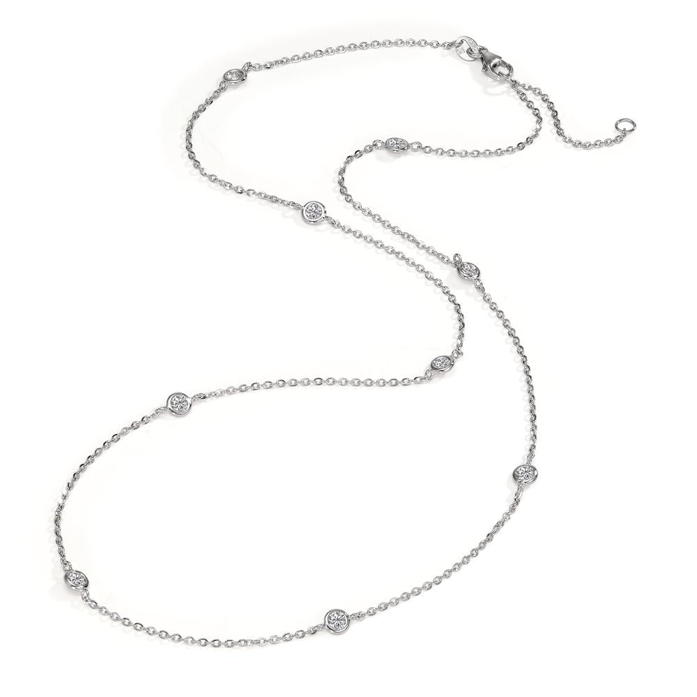 Collier Or blanc 14K Zircone 9 Pierres 42-45 cm