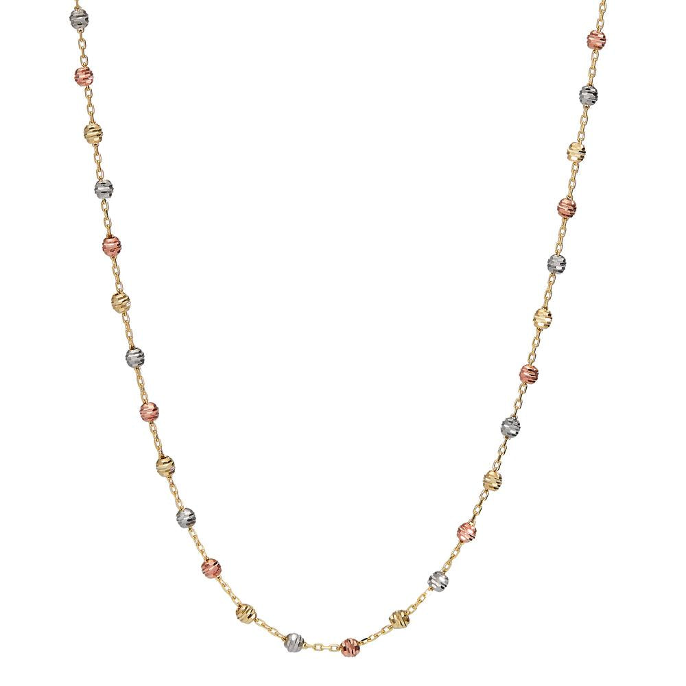 Collier 585/14 K Gelbgold, 585/14 K Weissgold, 585/14 K Rotgold tricolor verstellbar