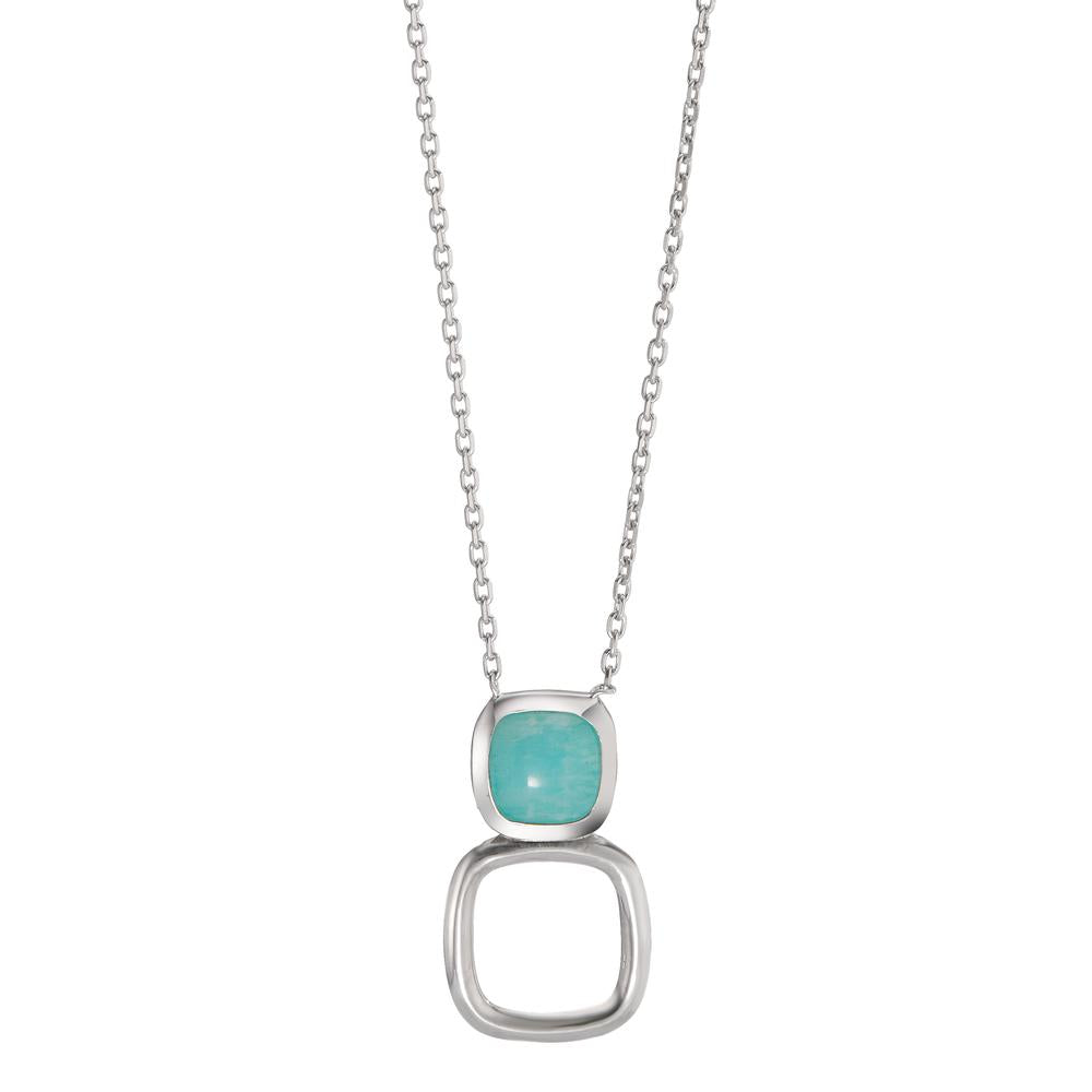 Collier Argent Amazonite turquoise Rhodié 40-45 cm