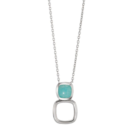 Collier Argent Amazonite turquoise Rhodié 40-45 cm