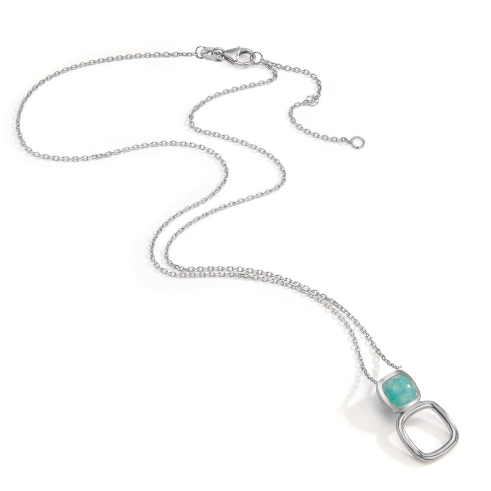 Collier Argent Amazonite turquoise Rhodié 40-45 cm