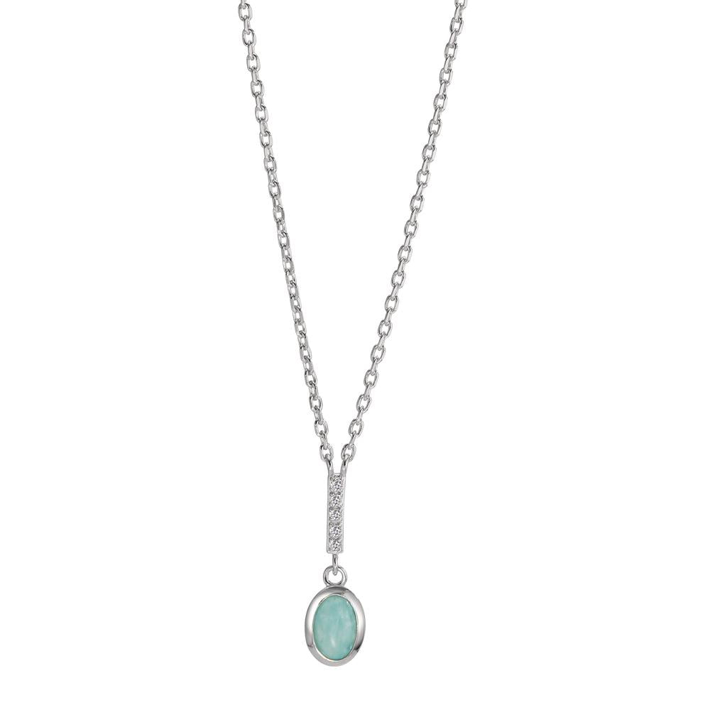 Collier Argent Amazonite turquoise, 6 Pierres Rhodié 40-45 cm