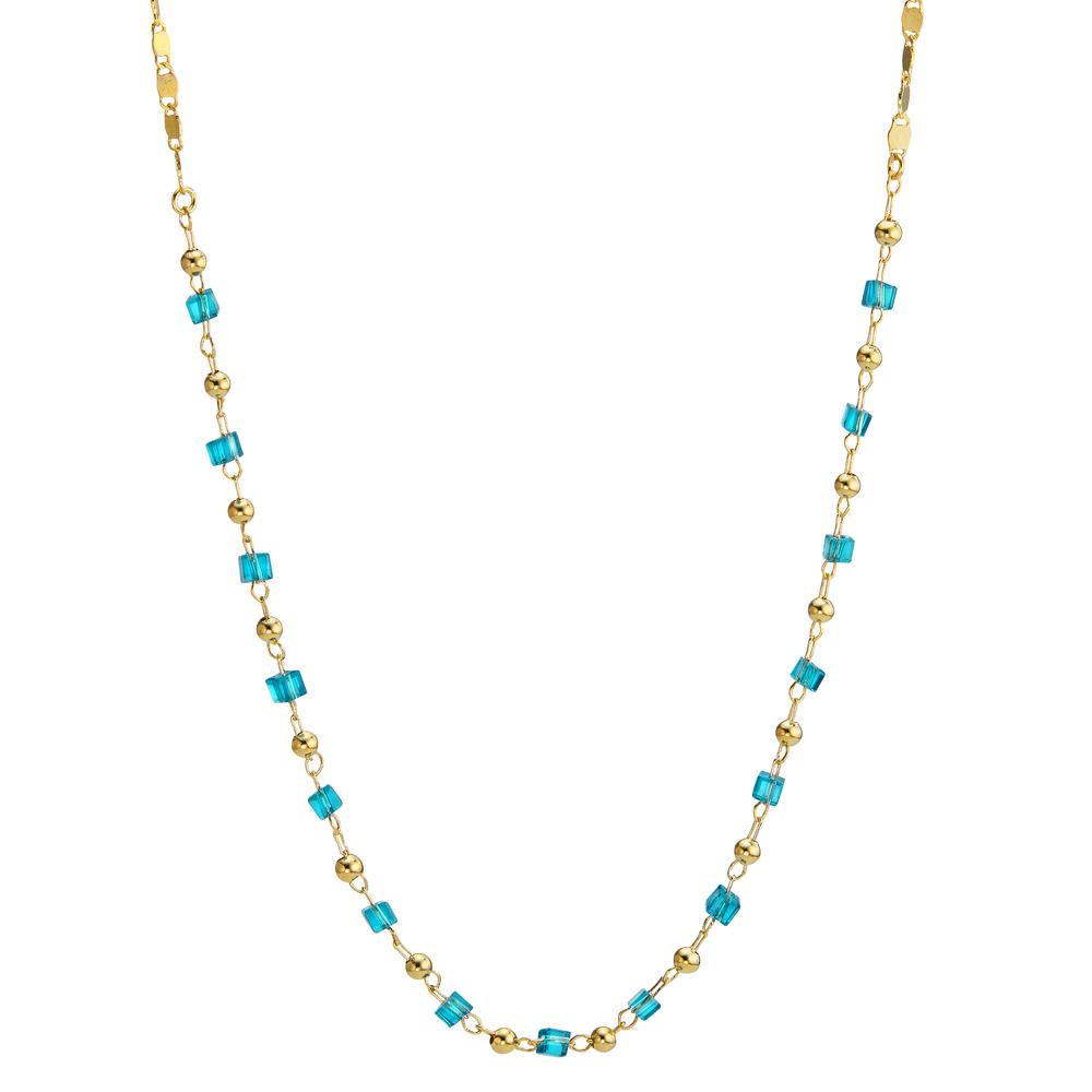 Collier Bronze Kristall aqua, 15 Steine vergoldet verstellbar